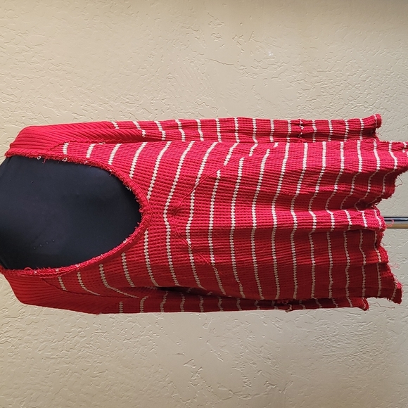 Free People Long Sleeve V-neck Thermal Waffle Top Raw Asymmetrical Hem - Picture 2 of 7